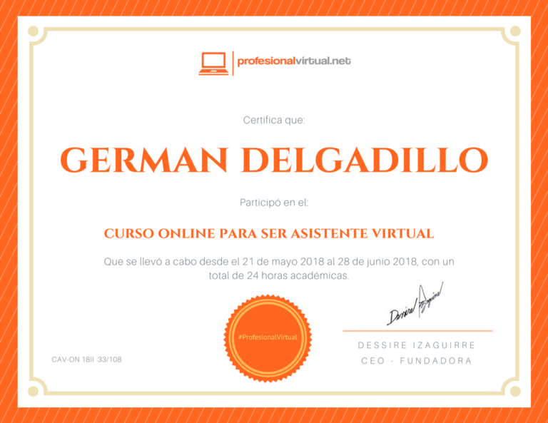 Certificado Asistente Virtual DILLO